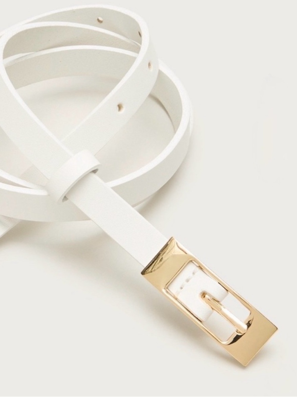 J. Crew Skinny Italian leather belt - White with Gold Buckle - Picture 3 of 5